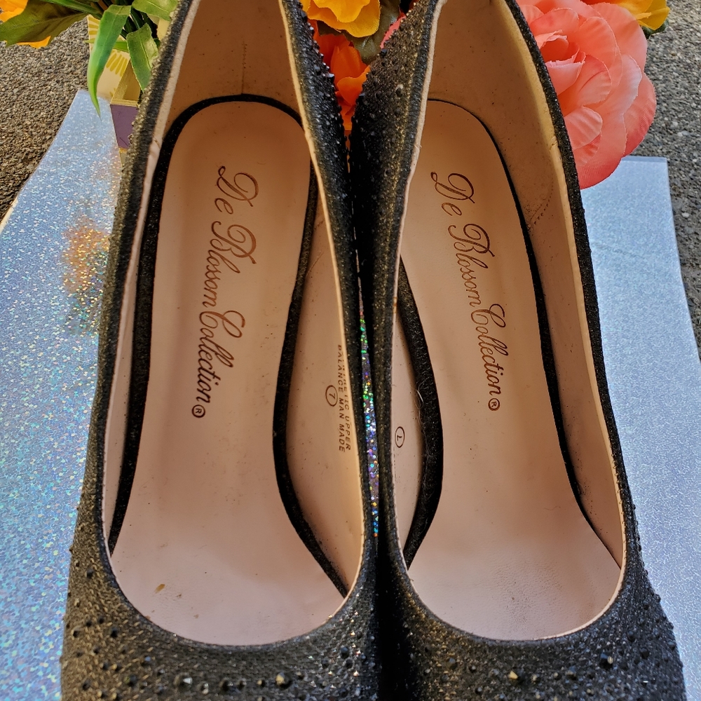 Black Sparkle Heels size 7